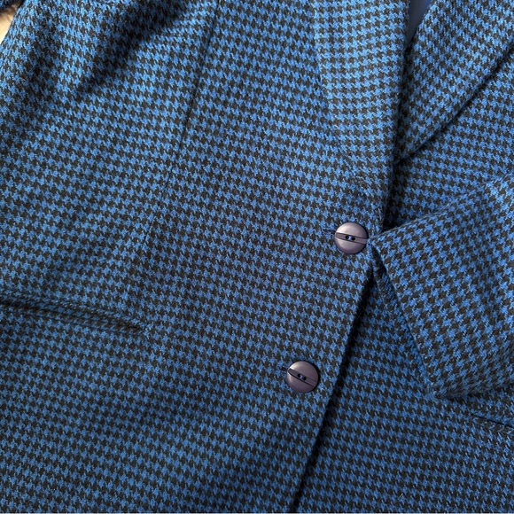 -VINTAGE COBALT HOUNDSTOOTH BLAZER- - Picture 4 of 5